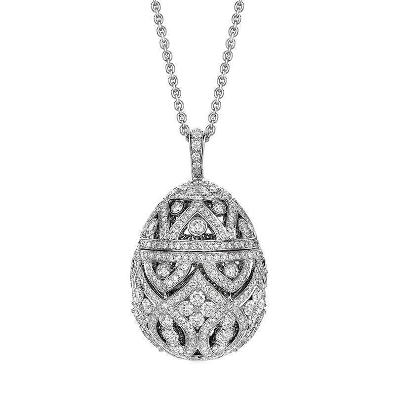 Faberge Imperial Zenya Diamond Egg Pendant - Default Title / Silver