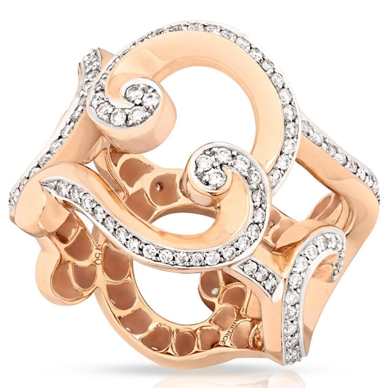 Faberge Rococo 18ct Rose Gold Pave Diamond Wide Ring - Default / Rose Gold