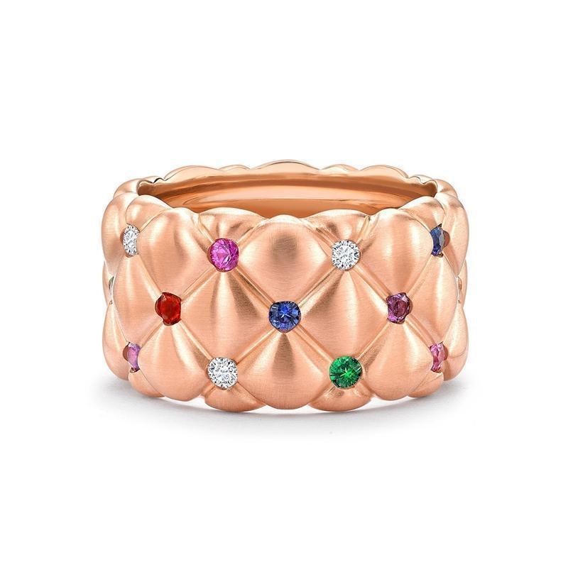 Faberge Treillage 18ct Rose Gold Multi-Coloured Wide Ring - Default / Rose Gold