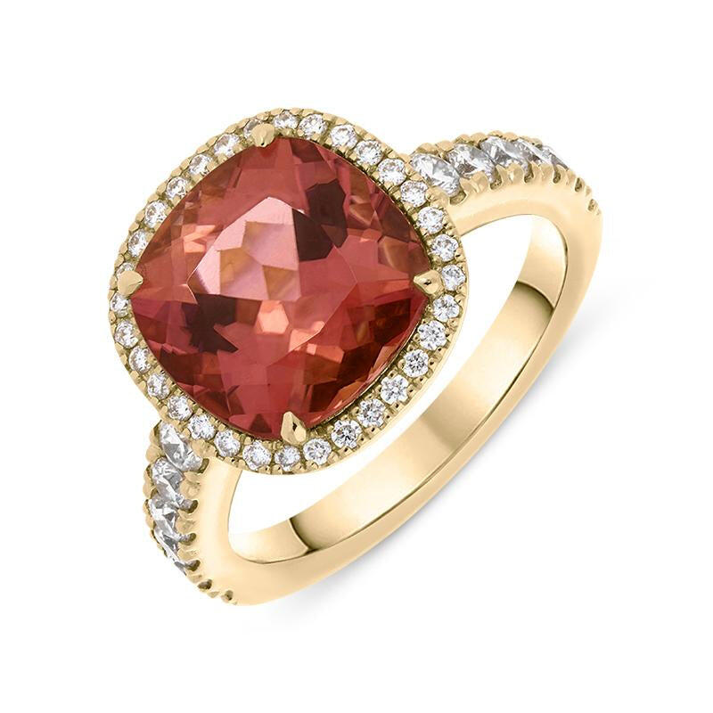 Hans D. Krieger 18ct Rose Gold Tourmaline Diamond Cushion Halo Ring - Option1 Value / Rose Gold