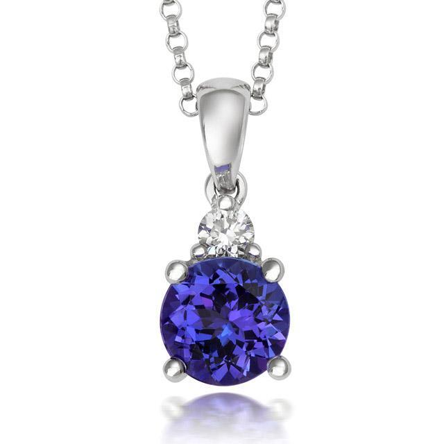 18ct White Gold 0.75ct Tanzanite and Diamond Necklace - Default Title / White Gold