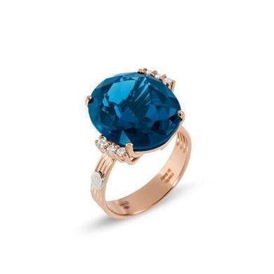 Ponte Vecchio Blue Moon 18ct Rose Gold 13.73ct Blue Spinel Diamond Round Cut Ring - Default Title / Rose Gold