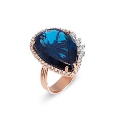 Ponte Vecchio Blue Moon 18ct White Gold 28.57ct Blue Spinel Diamond Pear Cut Ring - Default Title / White Gold