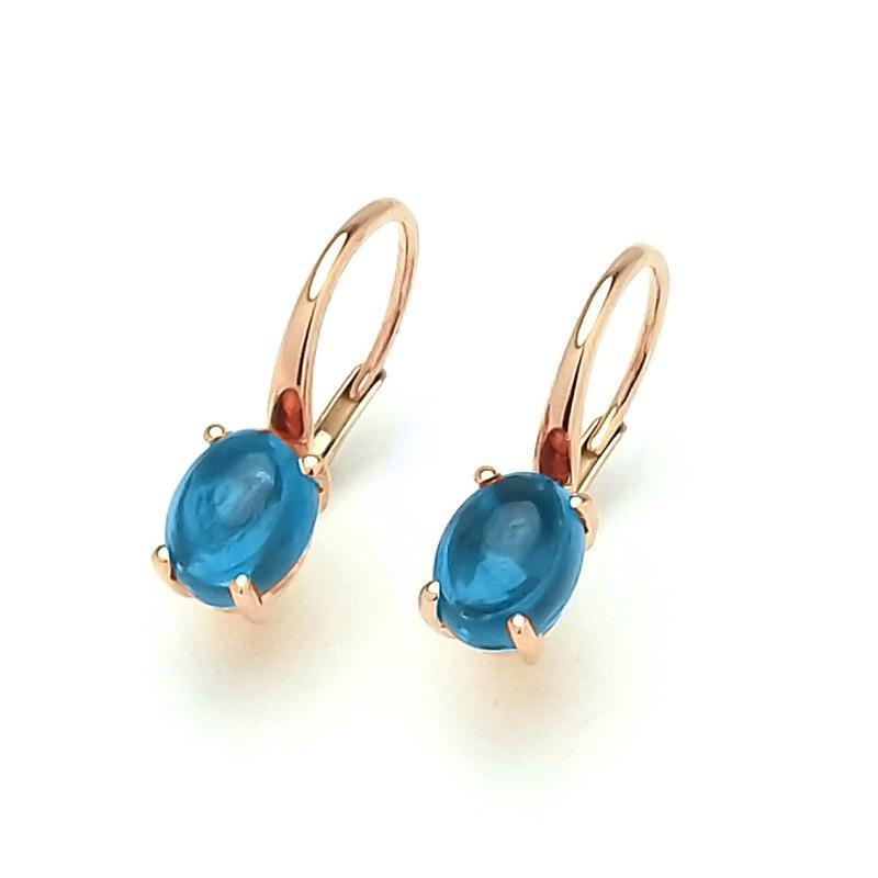 Ponte Vecchio Gioia 18ct Rose Gold 2.70ct London Topaz Oval Drop Earrings - Default Title / Rose Gold