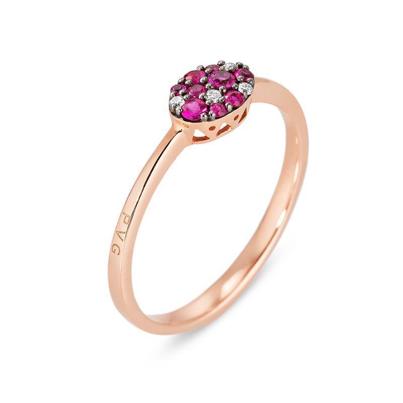 Ponte Vecchio Pitti 18ct Rose Gold 0.18ct Ruby Diamond Oval Ring - Default Title / Rose Gold