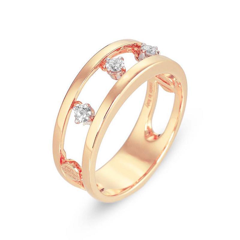 Ponte Vecchio Sirio 18ct Rose Gold 0.15ct Diamond Double Band Open Ring - Default Title / Rose Gold