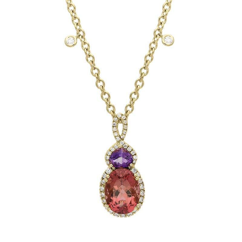 Picchiotti 18ct Rose Gold 4.53 Tourmaline Amethyst and Diamond Necklace