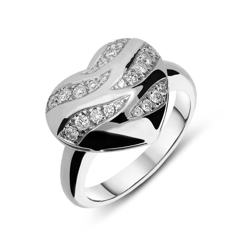 Picchiotti 18ct White Gold 0.35 Carat Diamond Heart Ring - M