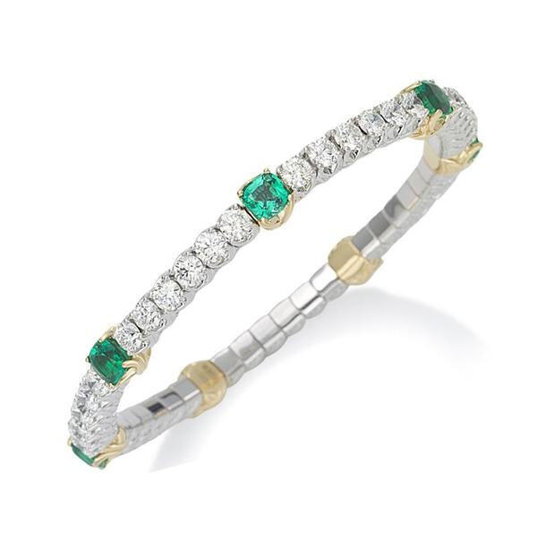 Picchiotti Xpandable 18ct White Gold Emerald and 6.46ct Diamond Bracelet - Default Title / White Gold