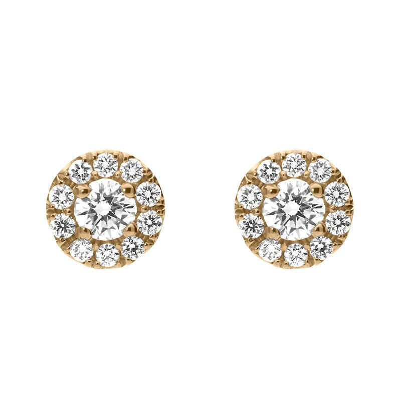 18ct Rose Gold 0.54ct Diamond Round Cluster Stud Earrings