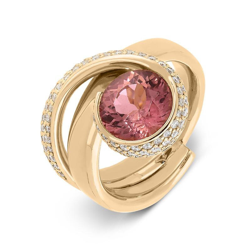 18ct Rose Gold 2.50ct Pink Tourmaline and Diamond Dress Ring - Option1 Value / Rose Gold
