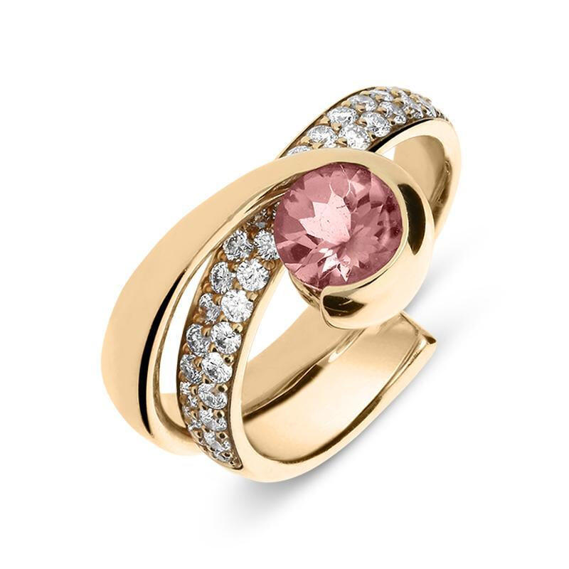 18ct Rose Gold Pink Tourmaline and Diamond Dress Ring - Option1 Value / Rose Gold