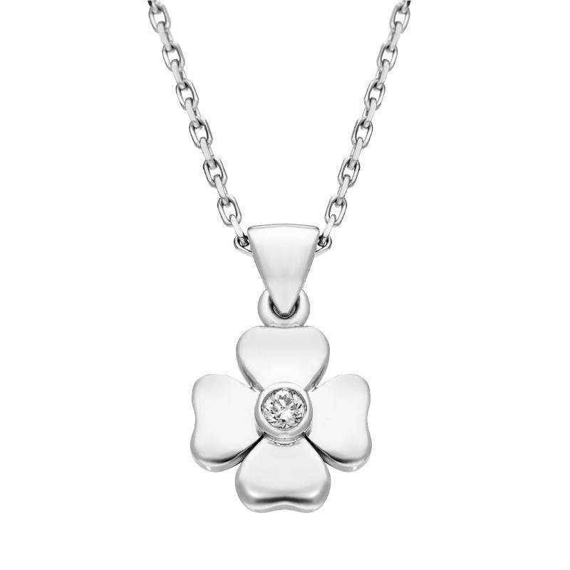 18ct White Gold 0.10ct Diamond Heart Cross Necklace