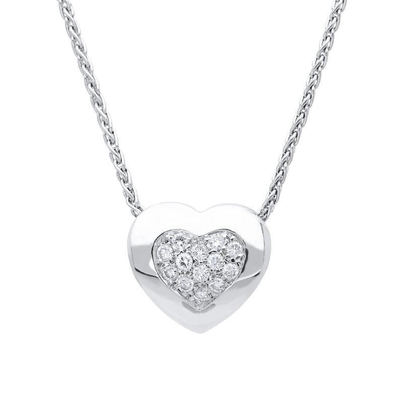 18ct White Gold 0.12ct Diamond Heart Necklace