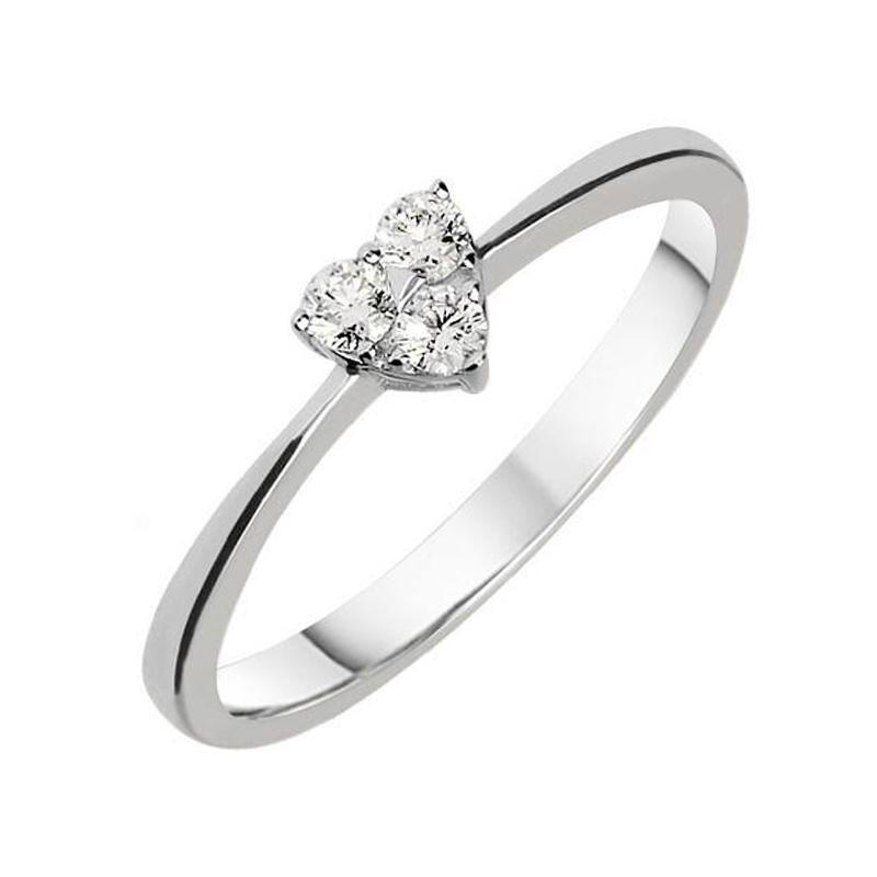 18ct White Gold 0.14ct Diamond Three Stone Heart Ring - Option1 Value / White Gold