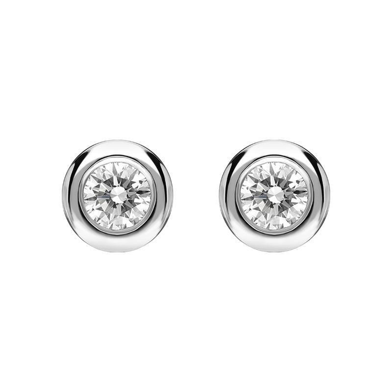18ct White Gold 0.14ct Diamond Tube Set Round Stud Earrings