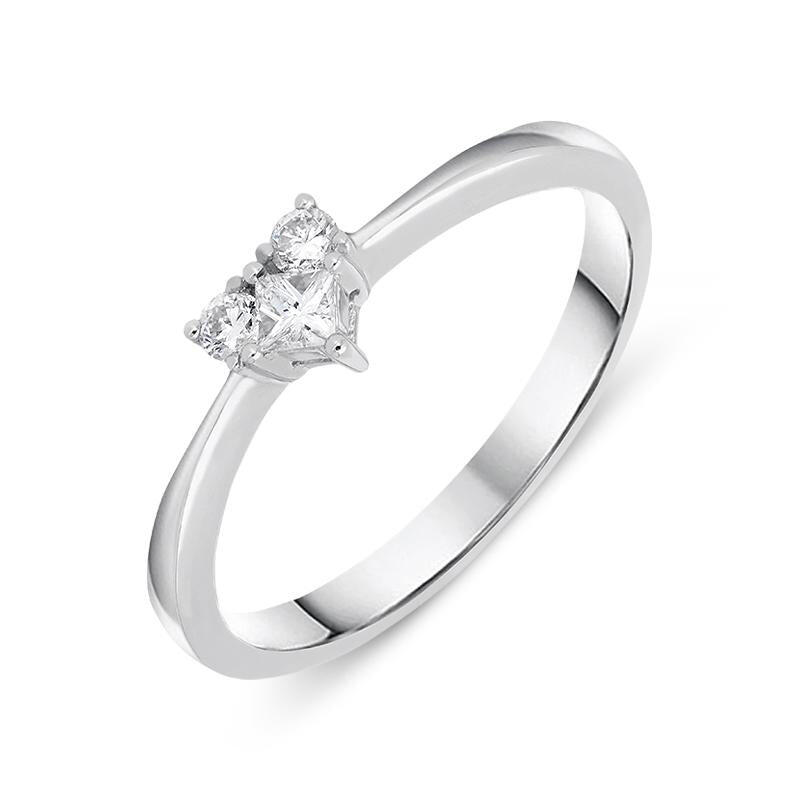18ct White Gold 0.19ct Diamond Three Stone Heart Ring - Option1 Value / White Gold