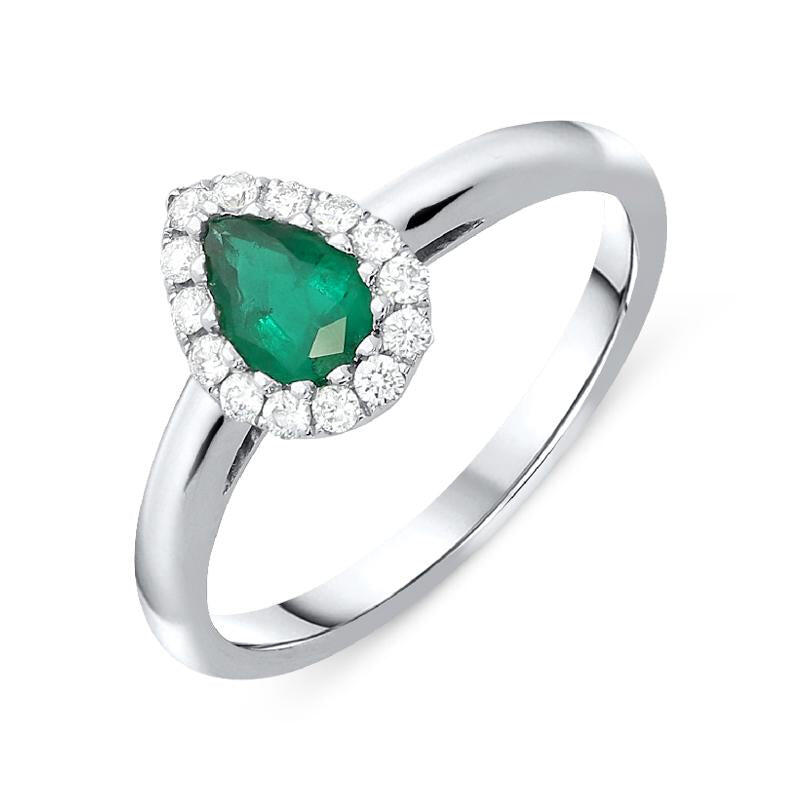 18ct White Gold 0.46ct Emerald Diamond Pear Cut Ring - Default Title / White Gold