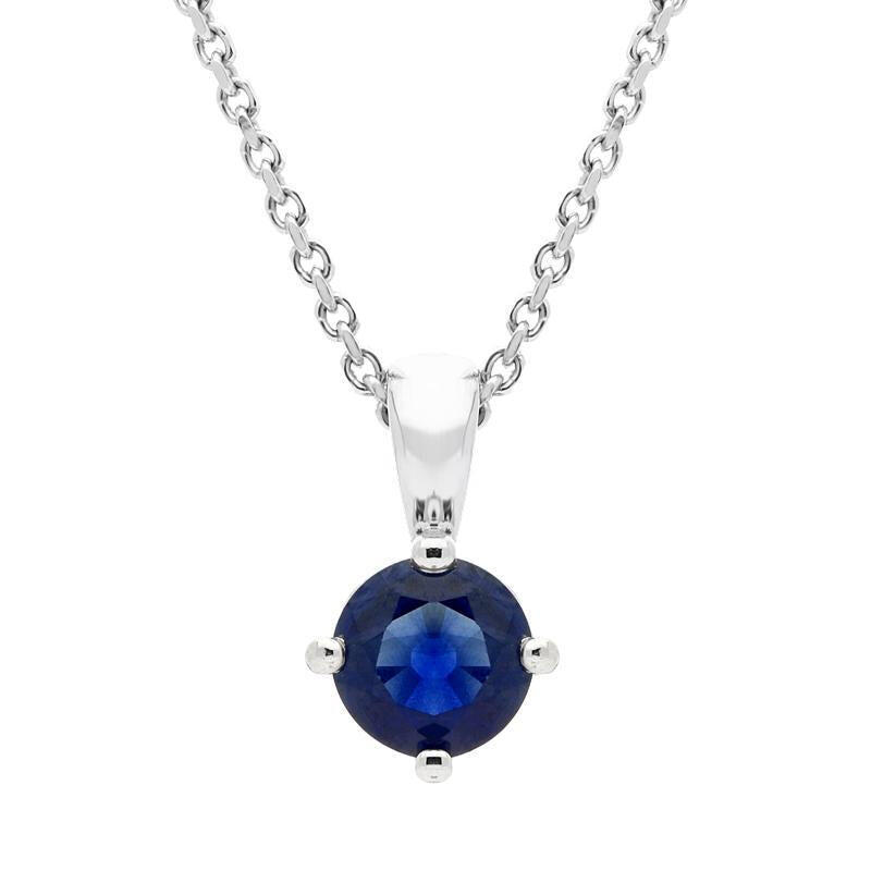 18ct White Gold 0.56ct Sapphire Round Cut Necklace