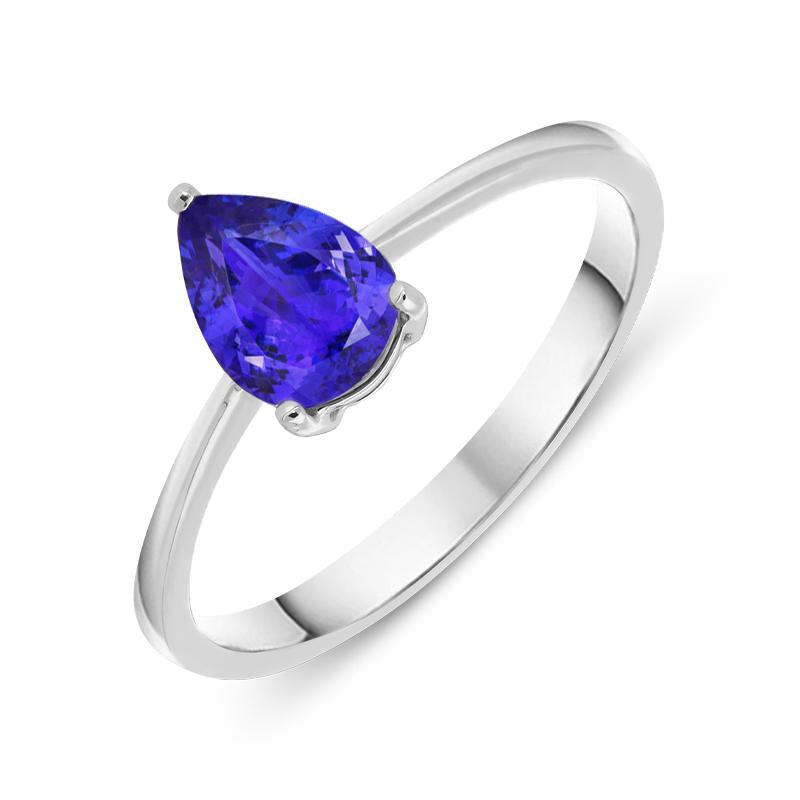 18ct White Gold 0.70ct Tanzanite Pear Cut Solitaire Ring