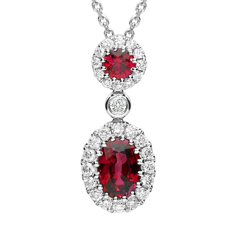 18ct White Gold 0.72ct Ruby and Diamond Necklace - Default Title / White Gold