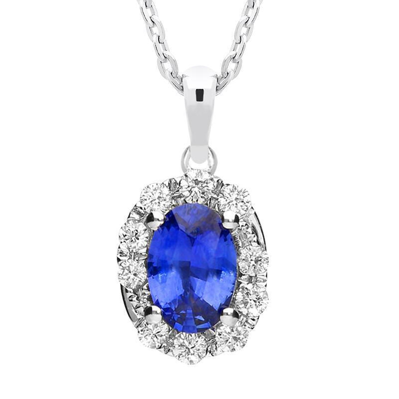 18ct White Gold 0.80ct Sapphire and Diamond Swirl Necklace - Default Title / White Gold