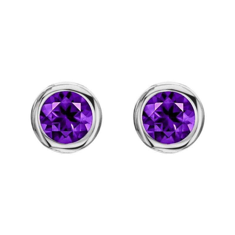 18ct White Gold 0.88ct Amethyst Round Stud Earrings