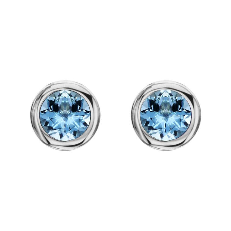 18ct White Gold 0.88ct Aquamarine Solitaire Stud Earrings