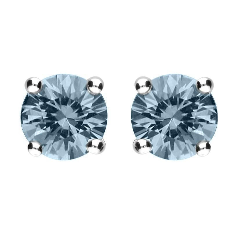 18ct White Gold 0.93ct Aquamarine Solitaire Stud Earrings - Option1 Value / White Gold