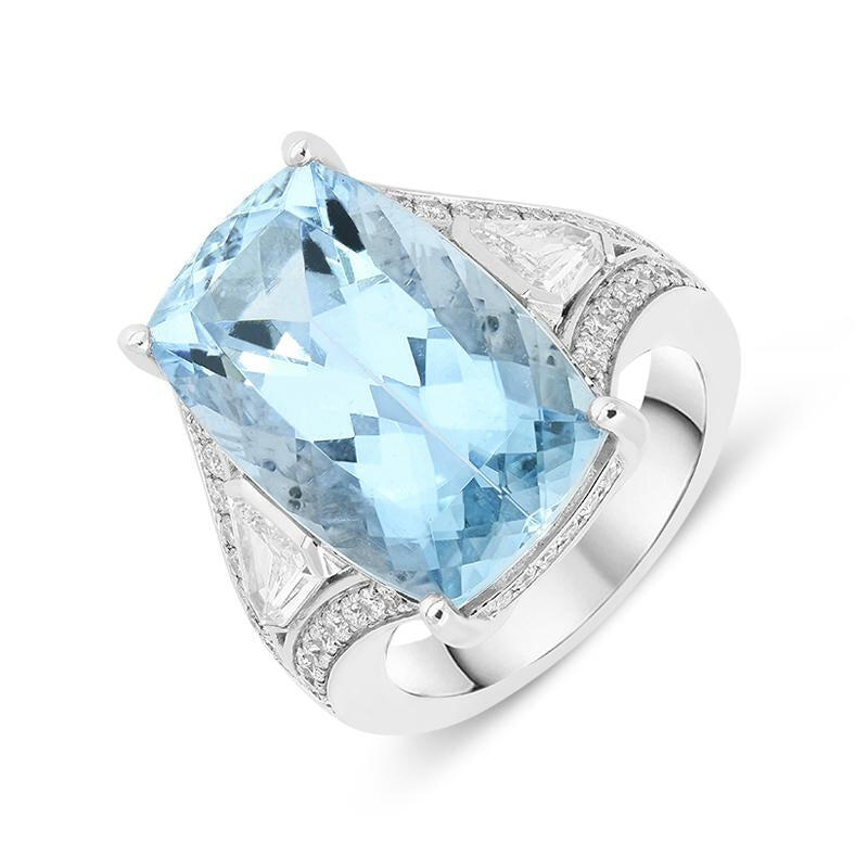 18ct White Gold 11.17ct Aquamarine Diamond Ring - Option1 Value / White Gold