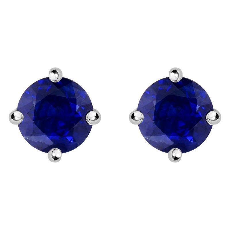 18ct White Gold 1.22ct Sapphire Solitaire Stud Earrings