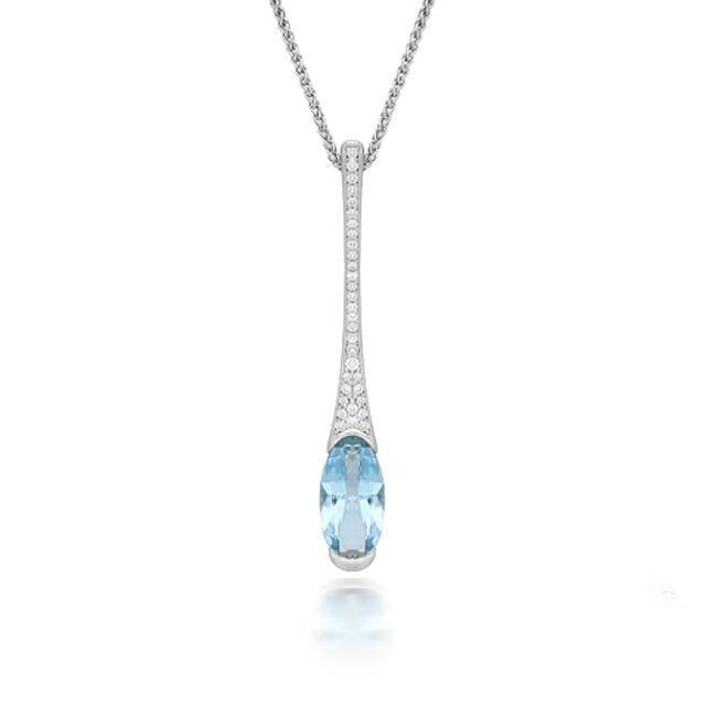 18ct White Gold 1.80ct Aquamarine Diamond Necklace