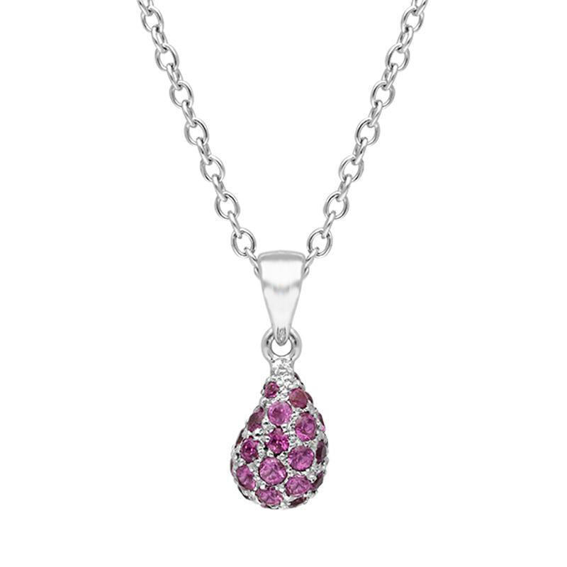 18ct White Gold Pink Sapphire and Diamond Oval Necklace