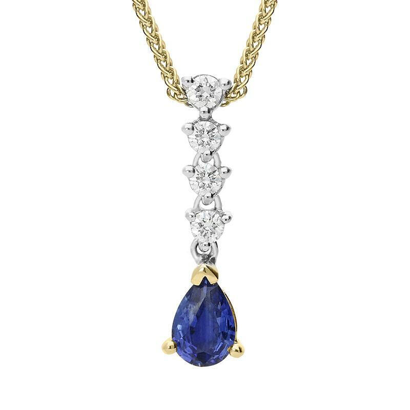 18ct Yellow Gold 0.43ct Sapphire Diamond Pear Necklace - Default Title / Yellow Gold