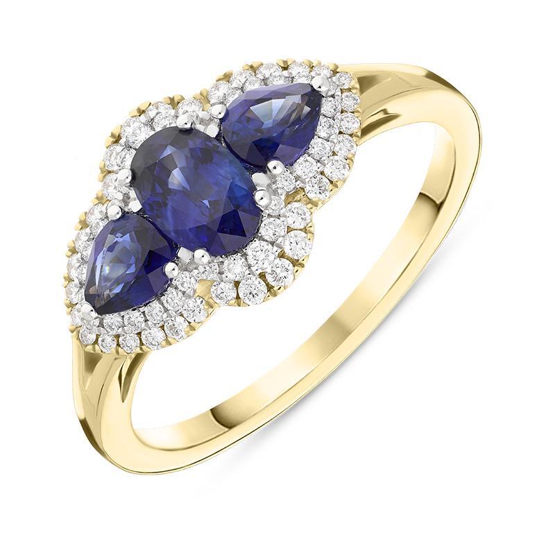 18ct Yellow Gold 1.05ct Sapphire 0.22ct Diamond Pear Cluster Ring - Option1 Value / Yellow Gold