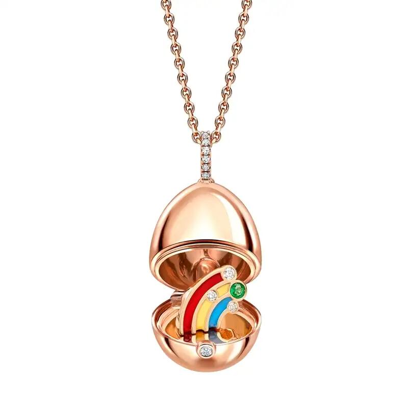 Faberge 18ct Rose Gold Diamond Bail Rainbow Surprise Limited Edition Locket