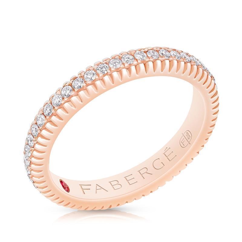Faberge Colours of Love 18ct Rose Gold Diamond Fluted Band Ring - Default Title / Silver