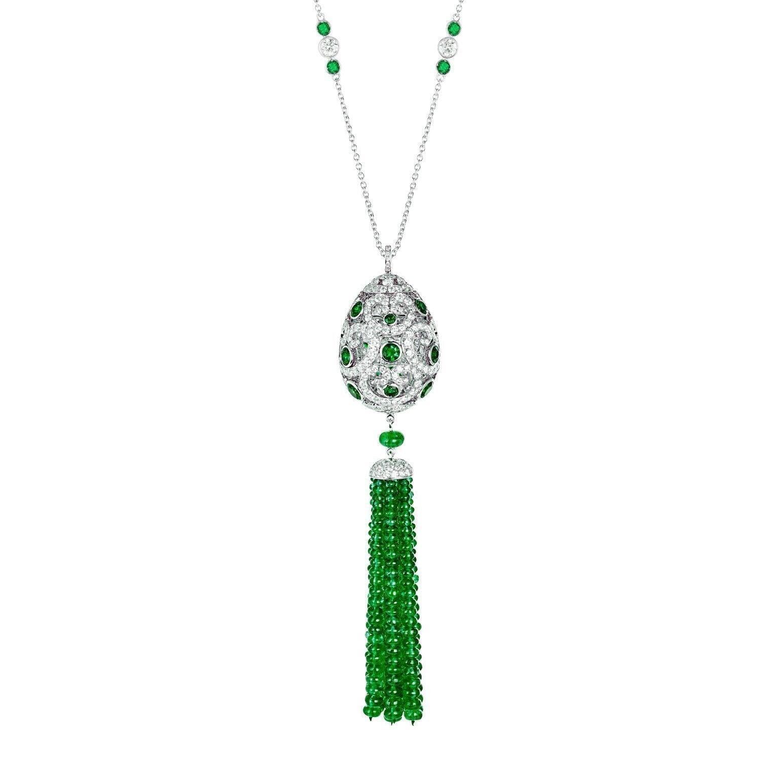 Faberge Imperial Imperatrice Emerald Tassel Pendant - Default Title / Silver
