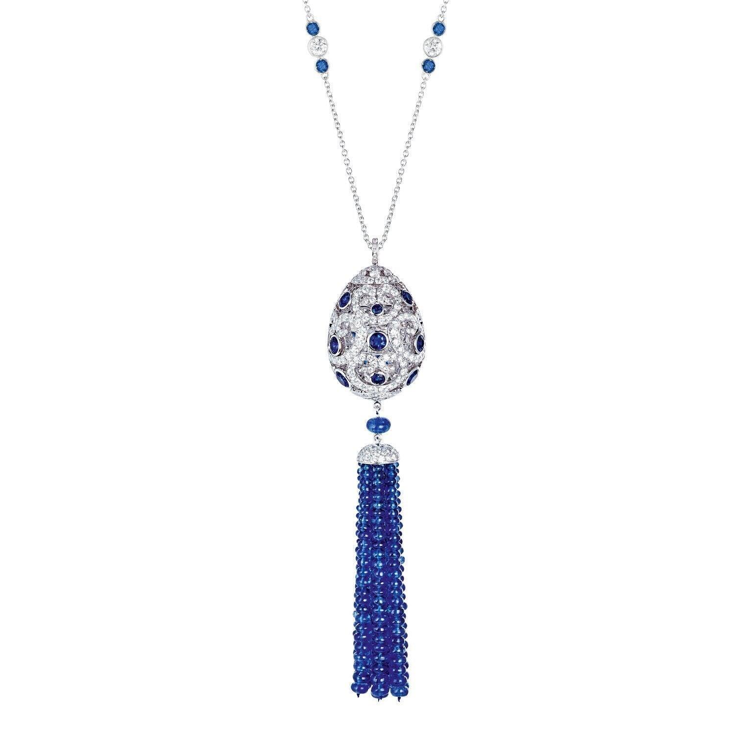 Faberge Imperial Imperatrice Sapphire Tassel Pendant - Default Title / Silver