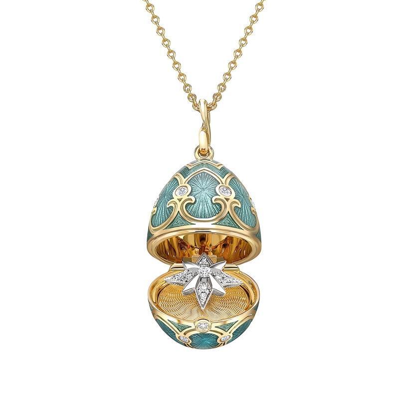 Faberge Palais Tsarskoye Selo Locket with En Tremblant Diamond Star Surprise