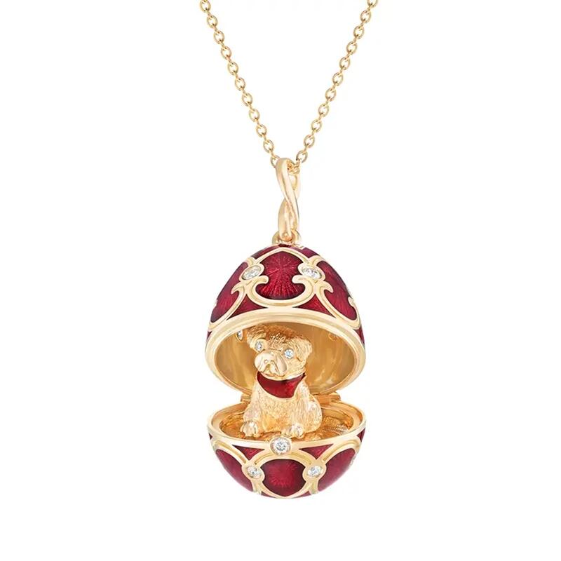 Faberge Palais Tsarskoye Selo Red Locket with Dog Surprise - Default Title / Silver