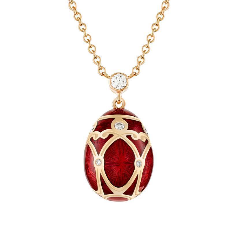 Faberge Palais Yelagin 18ct Rose Gold Diamond Red Small Pendant - Default / Rose Gold