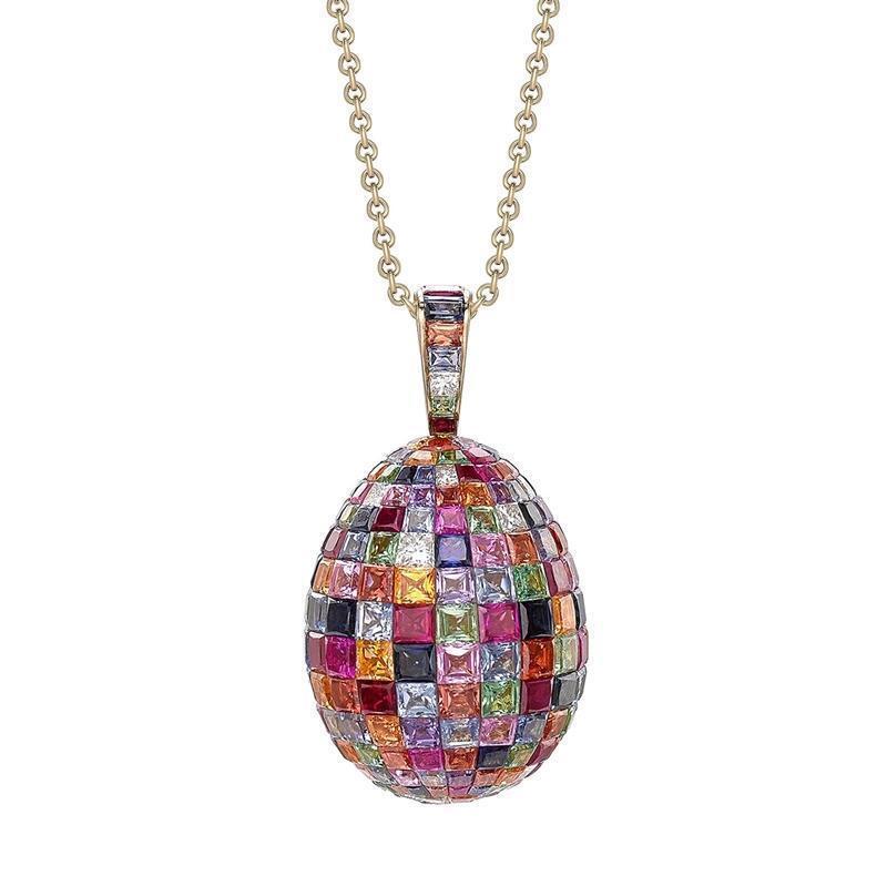 Faberge Treasures Mosaic Multi-Coloured Pendant - Default Title / Silver