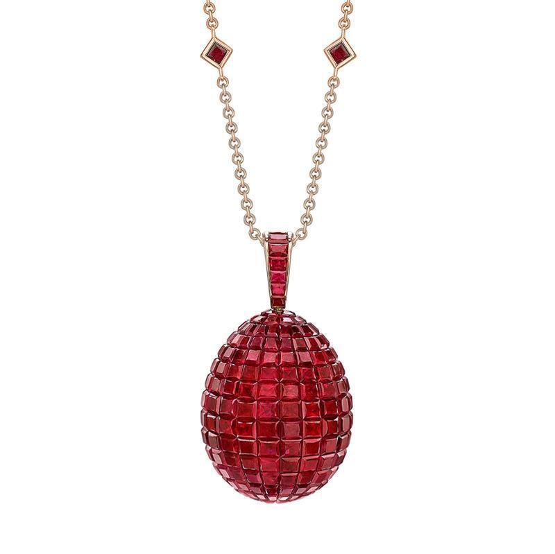 Faberge Treasures Mosaic Ruby Pendant - Default Title / Silver