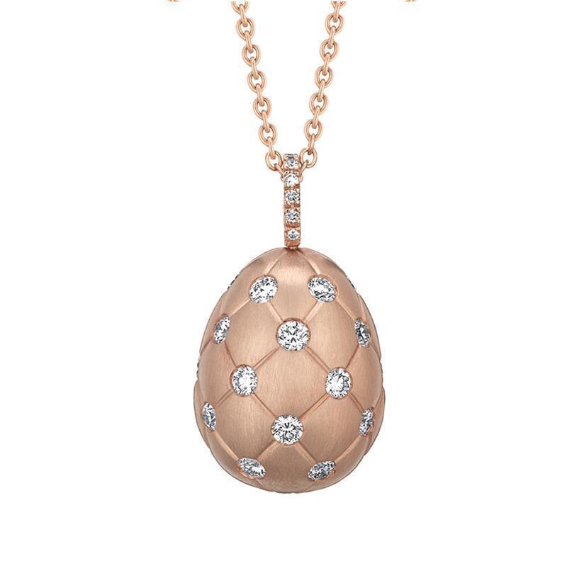 Faberge Treillage 18ct Rose Gold Diamond Matt Pendant - Default / Rose Gold