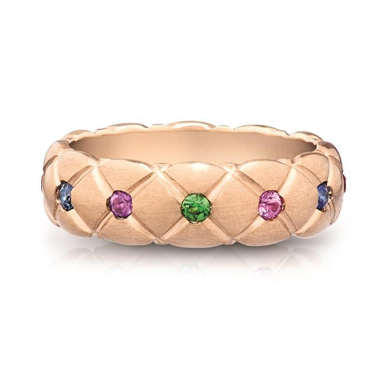 Faberge Treillage 18ct Rose Gold Multi-Coloured Thin Ring - Default / Rose Gold