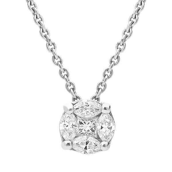 18ct White Gold 0.26ct Diamond Marquise Cut Cluster Necklace
