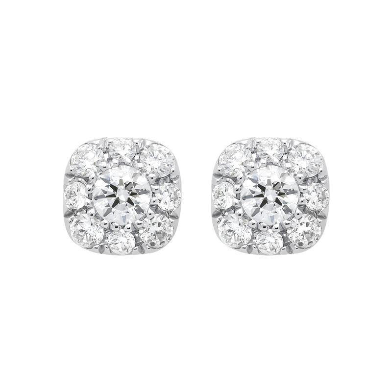 18ct White Gold 0.31ct Diamond Cushion Stud Earrings - Option1 Value / White Gold