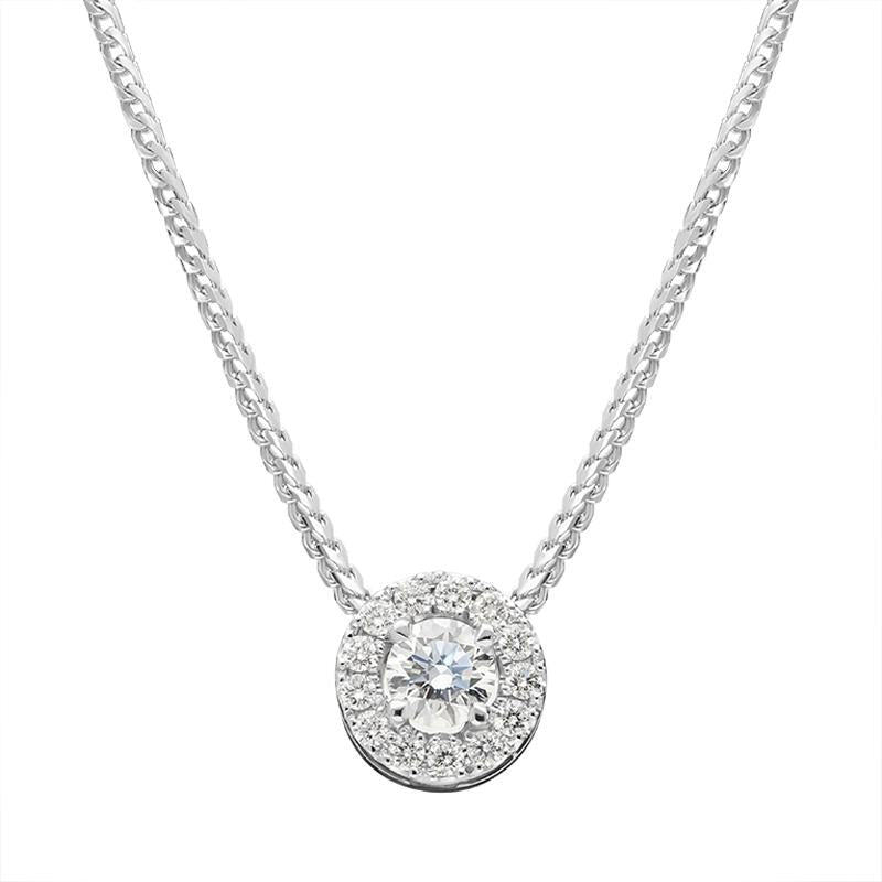 18ct White Gold 0.36ct Diamond Claw and Pave Set Round Necklace