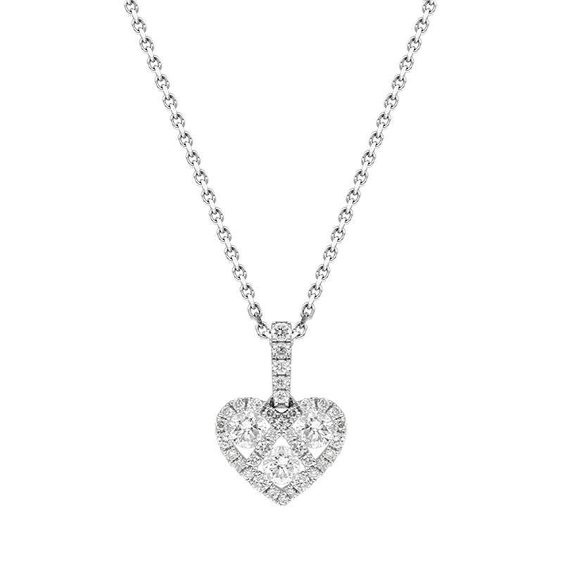 18ct White Gold 0.39ct Diamond Heart Necklace